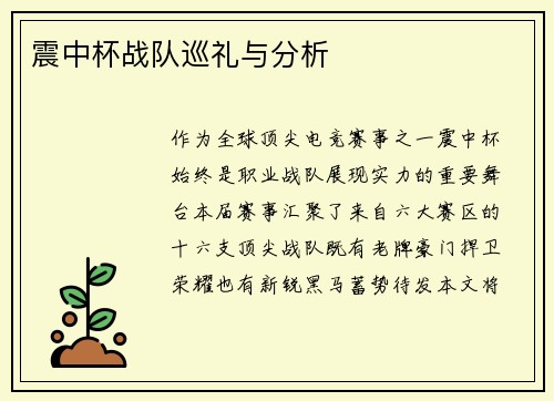 震中杯战队巡礼与分析